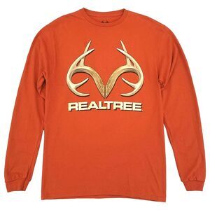 Realtree Sedona Orange Long Sleeve Antler Graphic T-Shirt  Men's 2XL  Hunting